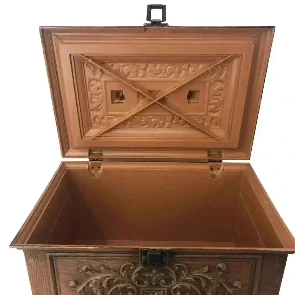 Vintage 1970s Max Klein Sewing Box – Faux Wood Plastic Storage Chest USA Made